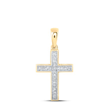  10k Yellow Gold Womens Round Diamond Cross Pendant 1/10 Cttw