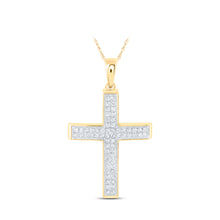  10k Yellow Gold Womens Round Diamond Cross Pendant 3/8 Cttw