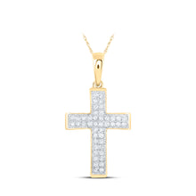  10k Yellow Gold Womens Round Diamond Cross Pendant 1/5 Cttw