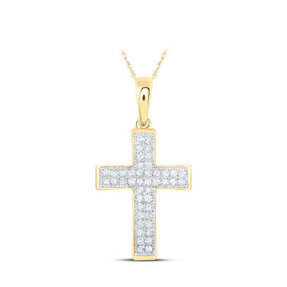 10k Yellow Gold Womens Round Diamond Cross Pendant 1/5 Cttw