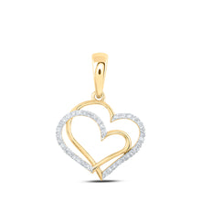  10k Yellow Gold Womens Round Diamond Heart Pendant 1/8 Cttw