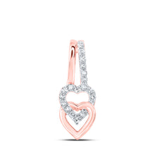  10k Rose Gold Womens Round Diamond Heart Pendant 1/10 Cttw