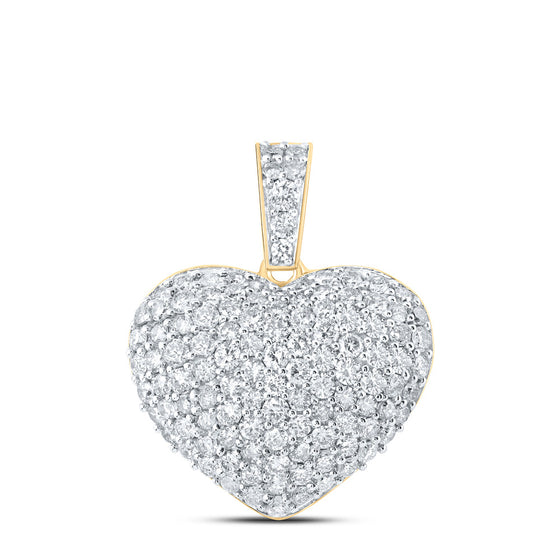 10k Yellow Gold Womens Round Diamond Heart Pendant 1 Cttw