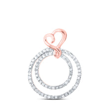  10k Rose Gold Womens Round Diamond Circle Heart Pendant 1/4 Cttw