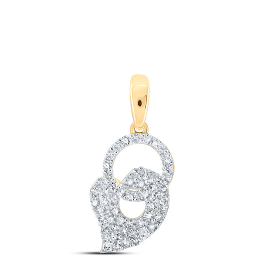 10k Yellow Gold Womens Round Diamond Heart Pendant 3/8 Cttw