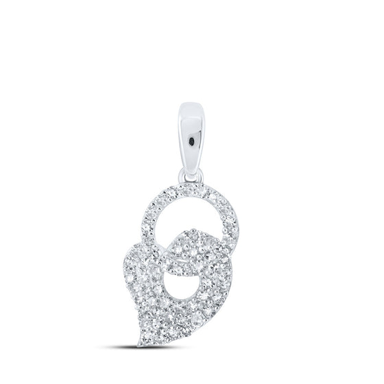 10k White Gold Womens Round Diamond Heart Pendant 3/8 Cttw