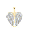 10k Yellow Gold Womens Round Diamond Wing Heart Pendant 1 Cttw
