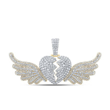  10k Yellow Gold Mens Round Diamond Wing Broken Charm Pendant 5-3/8 Cttw