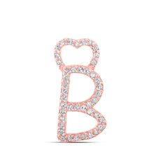  10k Rose Gold Womens Round Diamond B Heart Letter Pendant 1/8 Cttw