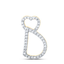  10k Yellow Gold Womens Round Diamond D Heart Letter Pendant 1/8 Cttw