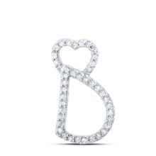 10k White Gold Womens Round Diamond D Heart Letter Pendant 1/8 Cttw