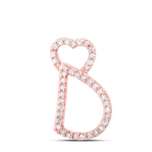  10k Rose Gold Womens Round Diamond D Heart Letter Pendant 1/8 Cttw