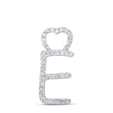  10k Yellow Gold Womens Round Diamond E Heart Letter Pendant 1/8 Cttw
