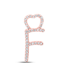  10k Rose Gold Womens Round Diamond Letter Pendant 1/10 Cttw