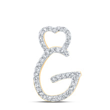  10k Yellow Gold Womens Round Diamond G Heart Letter Pendant 1/8 Cttw