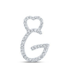  10k White Gold Womens Round Diamond G Heart Letter Pendant 1/8 Cttw