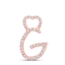  10k Rose Gold Womens Round Diamond G Heart Letter Pendant 1/8 Cttw