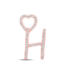  10k Rose Gold Womens Round Diamond H Heart Letter Pendant 1/8 Cttw