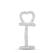  10k Yellow Gold Womens Round Diamond I Heart Letter Pendant 1/10 Cttw
