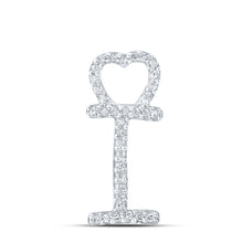  10k White Gold Womens Round Diamond I Heart Letter Pendant 1/10 Cttw