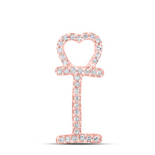  10k Rose Gold Womens Round Diamond I Heart Letter Pendant 1/10 Cttw