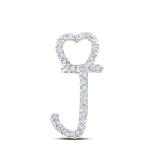  10k Yellow Gold Womens Round Diamond J Heart Letter Pendant 1/10 Cttw