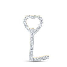  10k Yellow Gold Womens Round Diamond L Heart Letter Pendant 1/10 Cttw