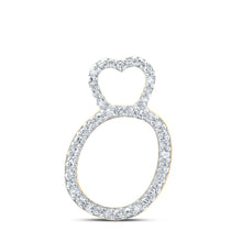  10k Yellow Gold Womens Round Diamond O Heart Letter Pendant 1/8 Cttw