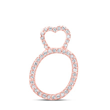  10k Rose Gold Womens Round Diamond O Heart Letter Pendant 1/8 Cttw