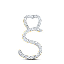  10k Yellow Gold Womens Round Diamond S Heart Letter Pendant 1/8 Cttw