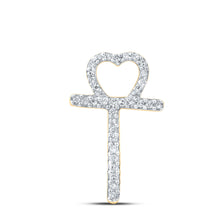  10k Yellow Gold Womens Round Diamond T Heart Letter Pendant 1/10 Cttw