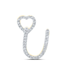  10k Yellow Gold Womens Round Diamond U Heart Letter Pendant 1/8 Cttw