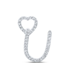  10k White Gold Womens Round Diamond U Heart Letter Pendant 1/8 Cttw