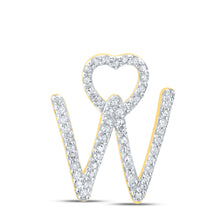  10k Yellow Gold Womens Round Diamond W Heart Letter Pendant 1/6 Cttw
