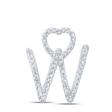  10k White Gold Womens Round Diamond W Heart Letter Pendant 1/6 Cttw