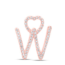  10k Rose Gold Womens Round Diamond W Heart Letter Pendant 1/6 Cttw