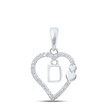  10k White Gold Womens Round Diamond D Heart Letter Pendant 1/10 Cttw