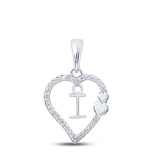  10k White Gold Womens Round Diamond I Heart Letter Pendant 1/10 Cttw