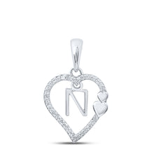  10k White Gold Womens Round Diamond Letter Pendant 1/10 Cttw