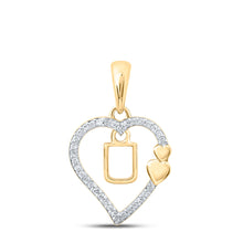  10k Yellow Gold Womens Round Diamond U Heart Letter Pendant 1/10 Cttw