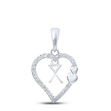  10k White Gold Womens Round Diamond X Heart Letter Pendant 1/10 Cttw