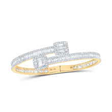  14k Yellow Gold Mens Round Diamond Square Cuff Bangle Bracelet 8-1/4 Cttw