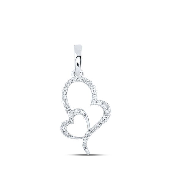 10k White Gold Womens Round Diamond Heart Pendant 1/6 Cttw