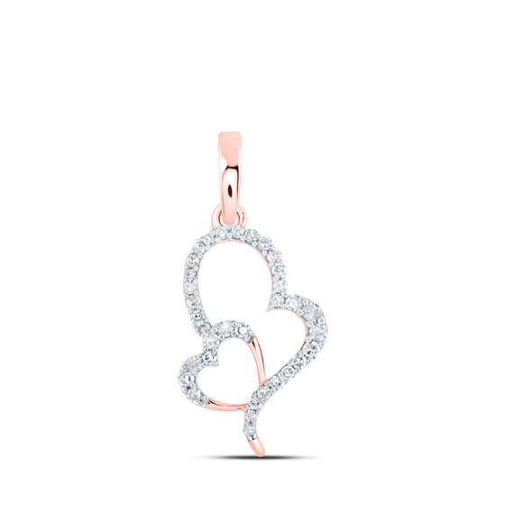 10k Rose Gold Womens Round Diamond Heart Pendant 1/6 Cttw