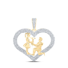  10k Yellow Gold Womens Round Diamond Heart Pendant 7/8 Cttw