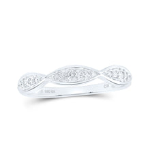  10k White Gold Womens Round Diamond Stackable Band Ring 1/10 Cttw