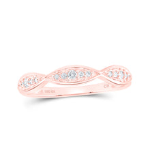  10k Rose Gold Womens Round Diamond Stackable Band Ring 1/10 Cttw