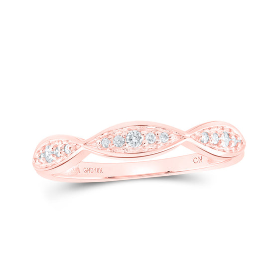 10k Rose Gold Womens Round Diamond Stackable Band Ring 1/10 Cttw