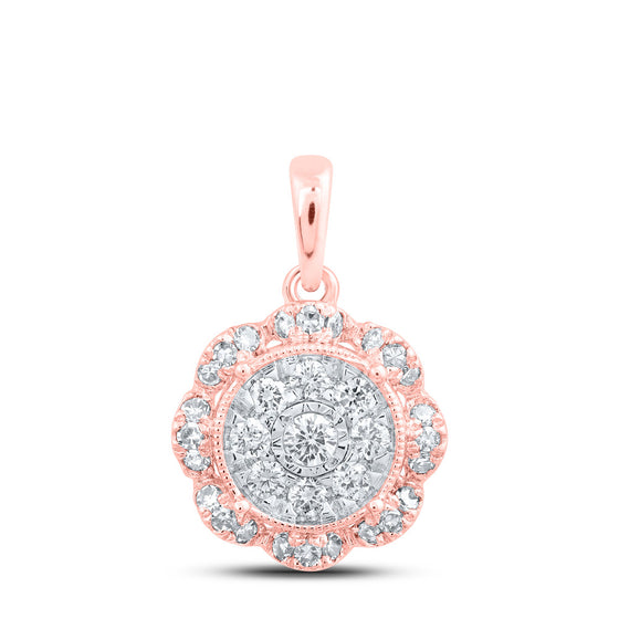 10k Rose Gold Womens Round Diamond Circle Pendant 1/3 Cttw
