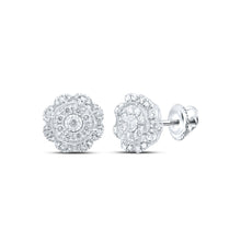  10k White Gold Womens Round Diamond Cluster Earrings 5/8 Cttw